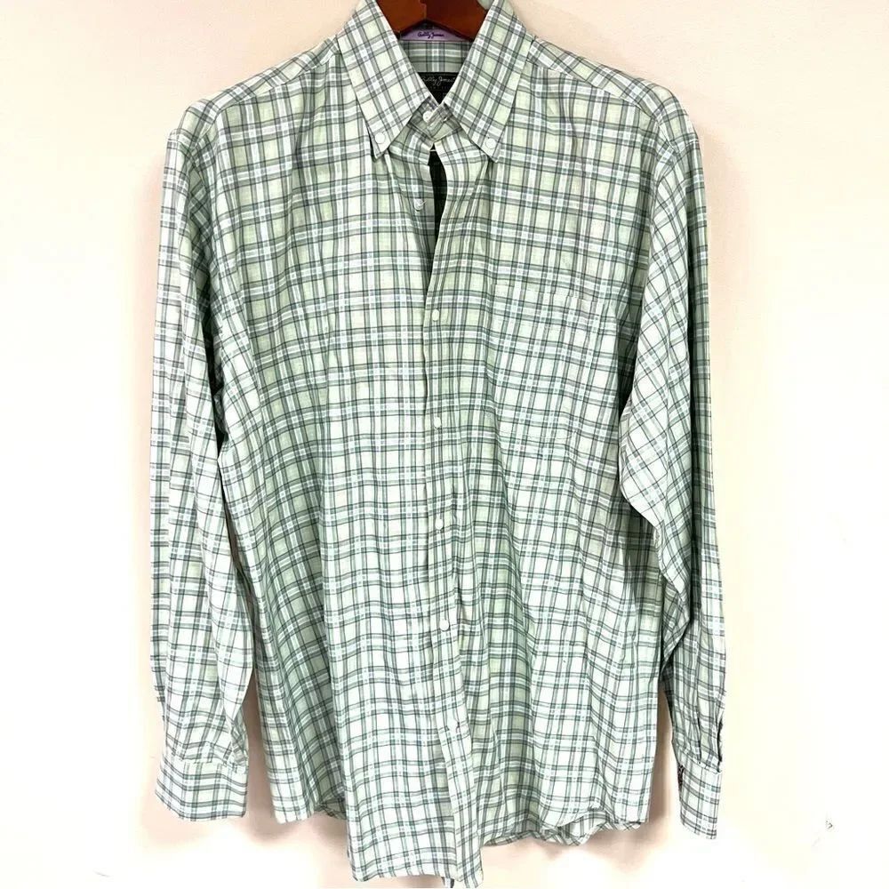 Bobby Jones cotton green and purple button down L